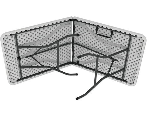 Zusammengeklappter Klapptisch mit Metallgestell