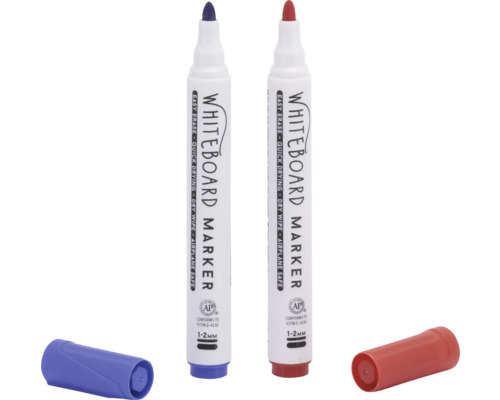 Zwei Whiteboardmarker mit abnehmbaren Kappen