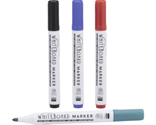 Vier Whiteboardmarker mit unterschiedlichen Farben