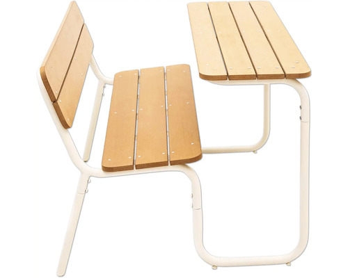 Picknicktisch Soullmate, 2-Sitzer, Bankmodul mit Tisch Kunststoff, Metall, beige Schreibtisch mit Stuhl aus Holz und Metall