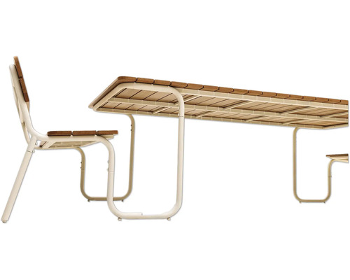 Gartentisch mit Stuhl aus Metall und Holz