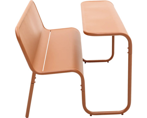 Picknicktisch Soullmate, 2-Sitzer, Bankmodul mit Tisch, Metall, braun, terracotta Metallbank mit integriertem Tisch für den Aussenbereich