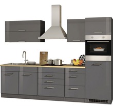 Held Möbel Küchenzeile mit Geräten Mailand 290 cm Frontfarbe grau Hochglanz Korpusfarbe graphit-thumb-4