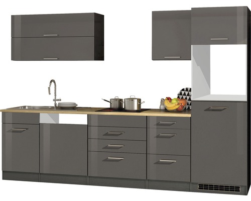 | Küchenzeile Mailand Frontfarbe 300 Möbel cm HORNBACH grau Held