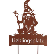 Gartendeko Metallschild mit Gartenzwerg und der Aufschrift Lieblingsplatz