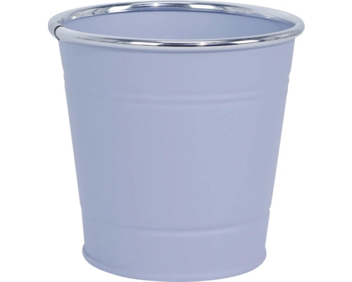 Blumentopf aus Metall mit silberfarbenem Rand