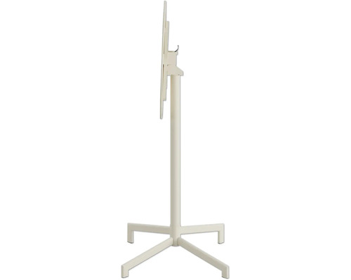 Klapptisch mit Fußkreuz für den Innenbereich, platzsparend zusammengeklappt.