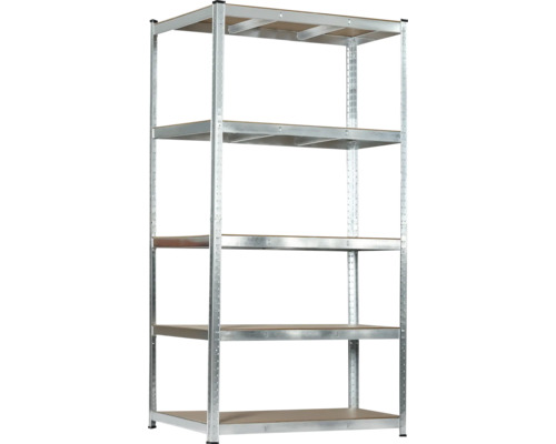 Schwerlast Steckregal Schulte verzinkt 180x100x60 cm 5 Holzböden Tragkraft 750 kg Metallregal mit fünf Böden für Lagerung