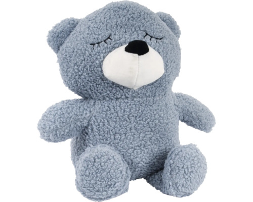 Grauer Teddybär mit geschlossenen Augen als Plüschtier