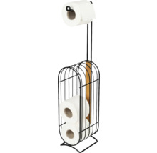 Toilettenpapierhalter mit Holzstange und drei Rollen Toilettenpapier