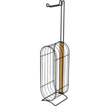 Toilettenpapierhalter mit Papierrollenhalter aus Metall und Bambus