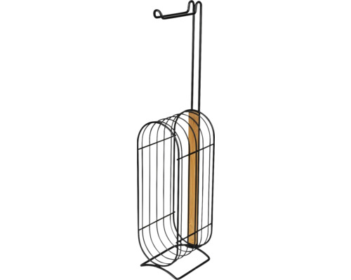 Toilettenpapierhalter mit Papierrollenhalter aus Metall und Bambus