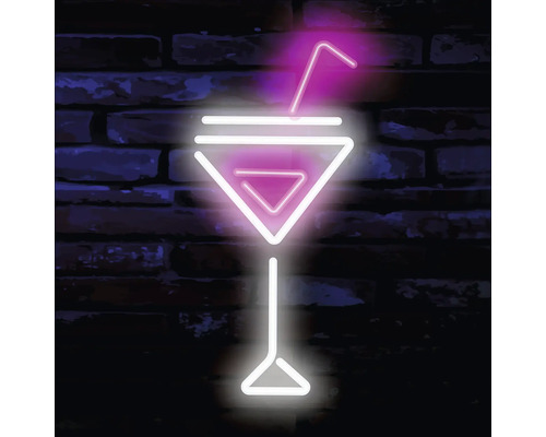 Glasbild Neon Cocktail 20x20 cm