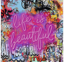 Glasbild Graffiti Beautiful Life 30x30 cm