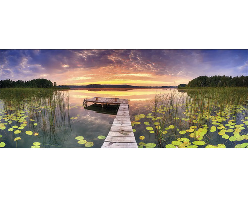 Glasbild Sunset On The Lake 80x30 cm