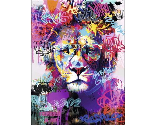 Glasbild Lion With Glasses II 60x80 cm