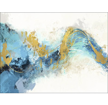 Abstraktes Gemälde mit blauem und goldenem Farbmuster