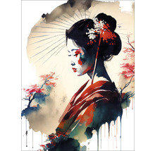 Aquarellbild einer Frau mit einem Schirm