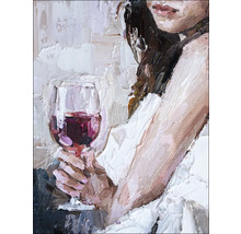 Gemälde einer Frau mit einem Weinglas