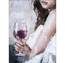 Gemälde einer Person mit Weinglas