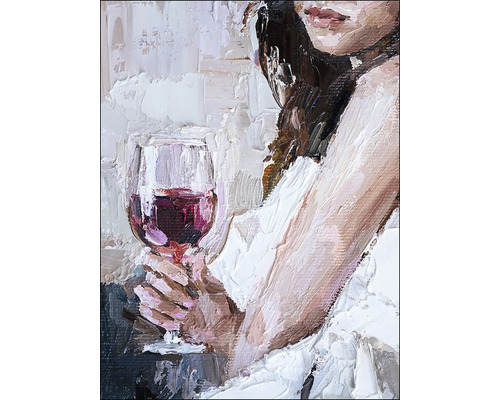 Leinwandbild Girl With Wine Glass II 84x116 cm Gemälde einer Person mit Weinglas