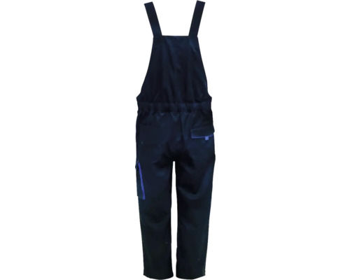 Blaue Arbeitshose mit Trägern von hinten