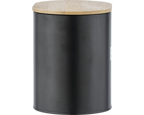 Schwarzer Behälter mit Bambusdeckel