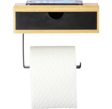 Toilettenpapierhalter Wenko Bambusa mit Schublade schwarz/bambus matt 24754100
