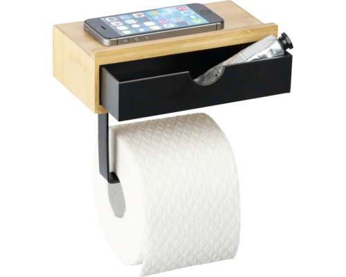 Toilettenpapierhalter mit Ablagefach und Mobiltelefon