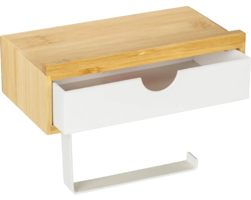 Toilettenpapierhalter aus Bambus mit Ablage und Schublade
