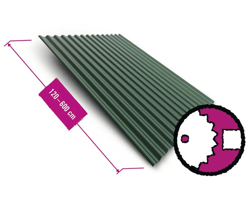 Trapezblech mit einer Länge von 120 bis 600 cm