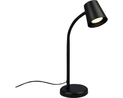LED Tischleuchte 1-flammig H 38,5 cm Skiva schwarz mit Kabelschalter Schwarze Schreibtischlampe mit rundem Fuß und verstellbarem Arm