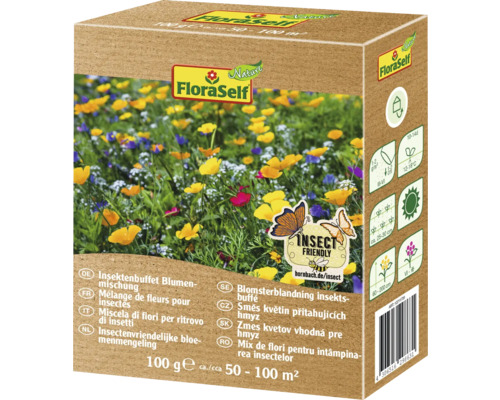 Blumenwiesensamen FloraSelf Nature 'Insektentreff' 100 g / 100 m² FloraSelf Insektenbuffet Blumenmischung Packung