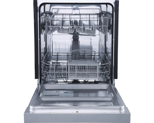 Geöffneter Geschirrspüler mit Innenraum und Körben