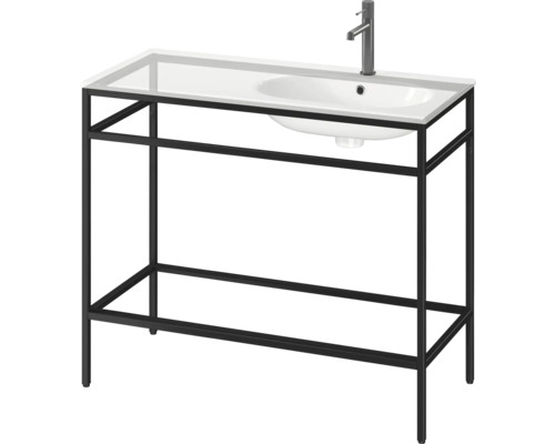 Stahlrahmen für Waschtisch Cersanit ZEN BxHxT 99,5 x 83 cm x 44,7 cm schwarz Waschtisch mit schwarzem Metallgestell, Waschbecken und Armatur