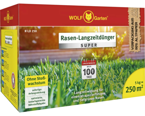 Rasen-Langzeitdünger WOLF Garten 'Super' 5 kg für 250 m² Wolf Garten Rasen Langzeitdünger für bis zu 250 Quadratmeter