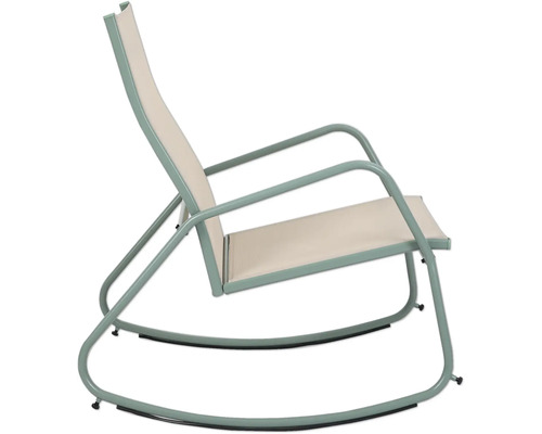 Schaukelstuhl mit Armlehnen aus Metall und Textil