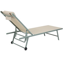 Liegestuhl Travis 55 x 185 x 97 cm Stahl grün beige