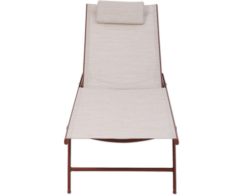 Gartenliege mit Kopfkissen und Metallgestell