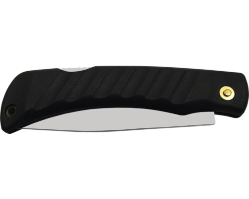 Taschenmesser mit schwarzem Griff und silberner Klinge