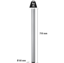 Stützfuß mit den Maßen Durchmesser 60 mm, Höhe 710 mm und Belastbarkeit 75 kg