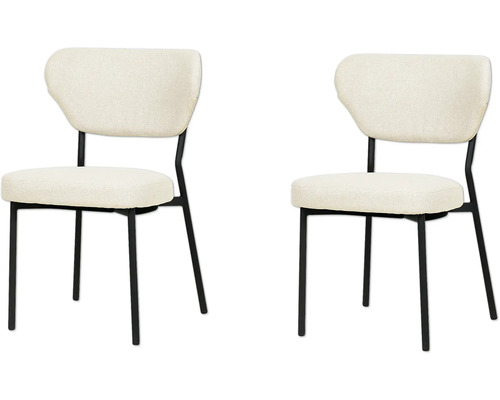 Zwei Stühle mit Textilbezug und Metallgestell