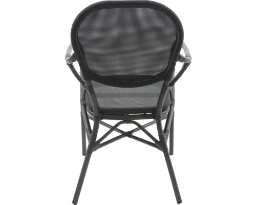 Gartenstuhl aus Rattan mit Armlehne, Rückansicht