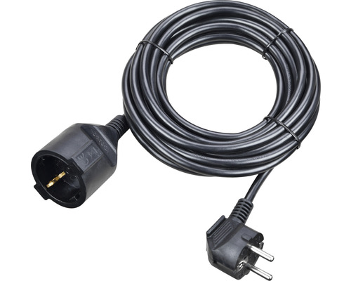 Schutzkontakt Verlängerungskabel 2 m H05VV-F3G1,5 mm² schwarz mit Stecker + Kupplung Indoor