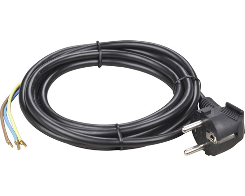 Anschlussleitung 3 m H05VV-F3x1,5 mm² schwarz mit Konturen-Stecker Indoor