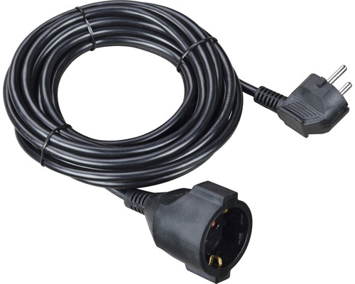 Schutzkontakt Verlängerungskabel 10 m H05VV-F3G1,5 mm² schwarz mit Stecker + Kupplung Indoor