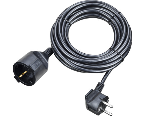 Schutzkontakt Verlängerungskabel 5 m H05VV-F3G1,5 schwarz mit Stecker + Kupplung Indoor