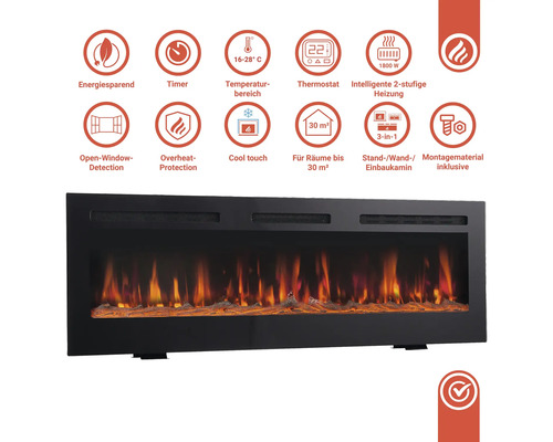 Elektrokamin Kaminio Marlon 152,4x46,6 cm 1800 Watt