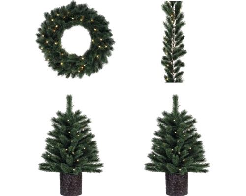 künstlicher Weihnachtsbaum Tannenbaum Lafiora Chamonix Set H 90 cm grün