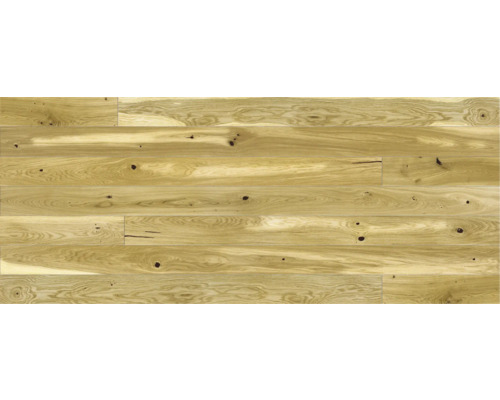 Handmuster zu Parkett Eiche Country Landhausdiele lackiert 2200 x 130 x 14 mm Holzboden aus Eiche mit Astlöchern